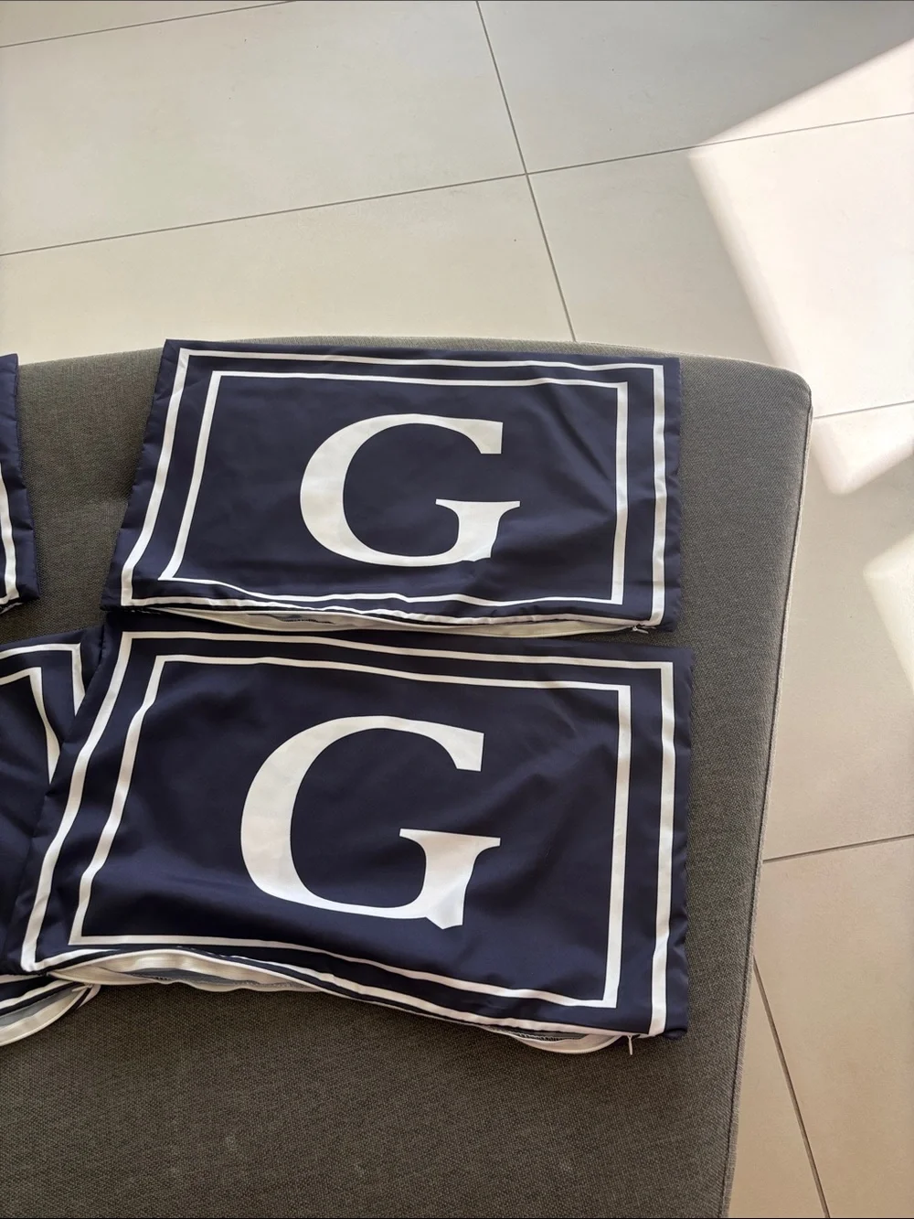 Monogram 'G' Navy Accent Pillow Cover set of 6